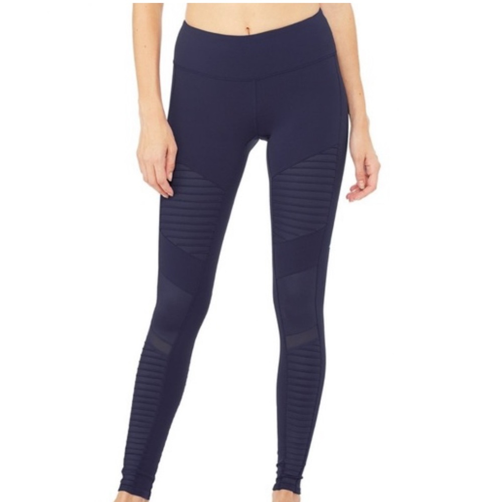 ALO Yoga Blue Moto Leggings High-Waisted Performance